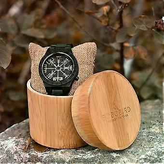 Bobo Vogel Wikinger Vegvisir Herren Holzuhren Vintage Handgefertigte Uhr für Männer Holzuhr Akzeptieren Logo Angepasst