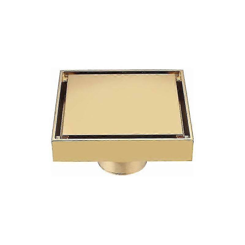 Fyrkantig golvbrunn - Borstat guld