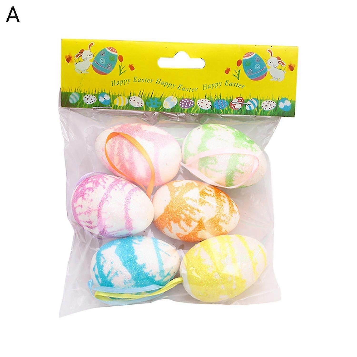 6Pcs/Set Decorative Visual Effect Hanging Decor Polystyrene Styrofoam Beautiful Easter Egg Hanging