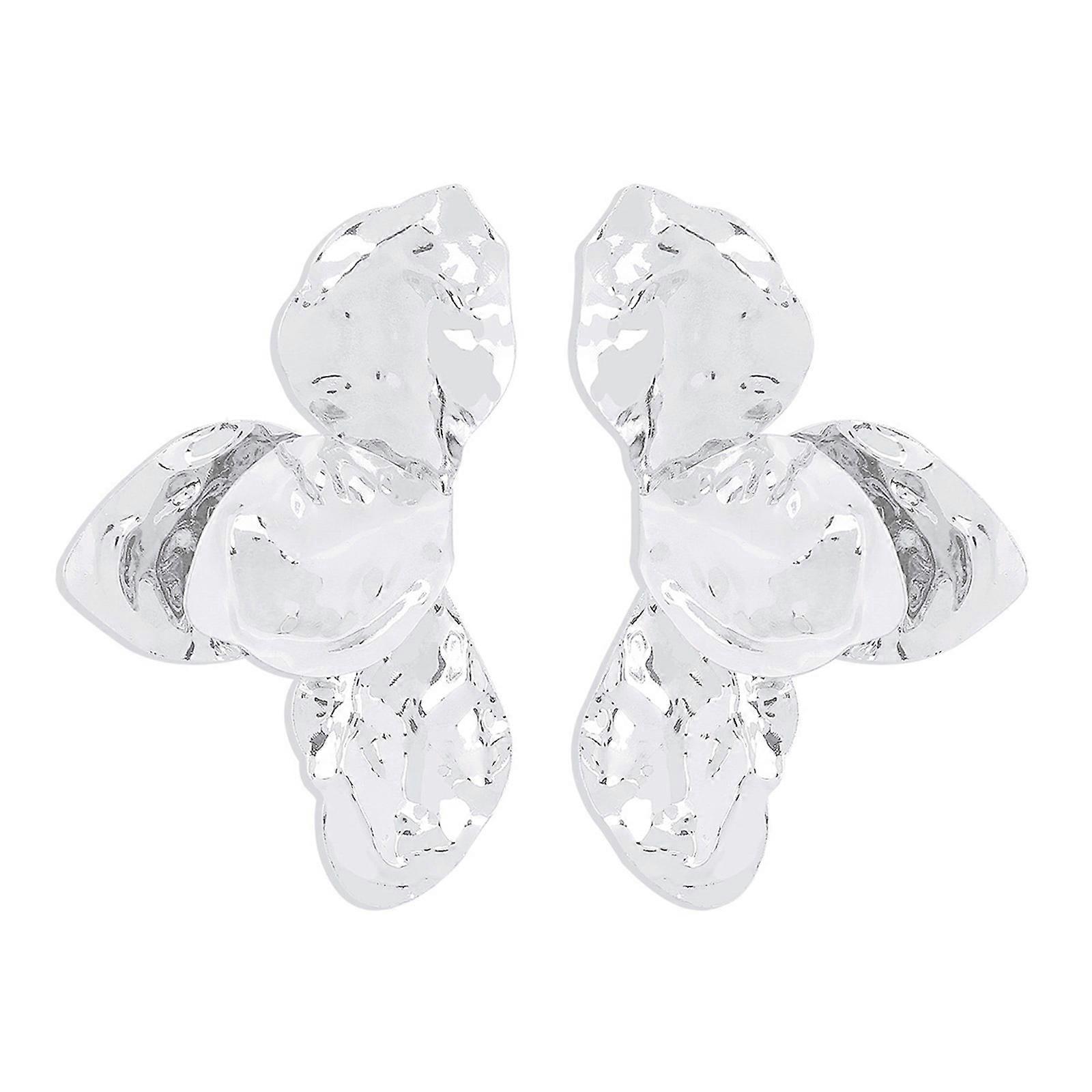 Boucles d’oreilles pétales à la mode Boucles d’oreilles texturées distinctives Boucles d’oreilles de fête Texture de fer pour les chercheurs de style unique