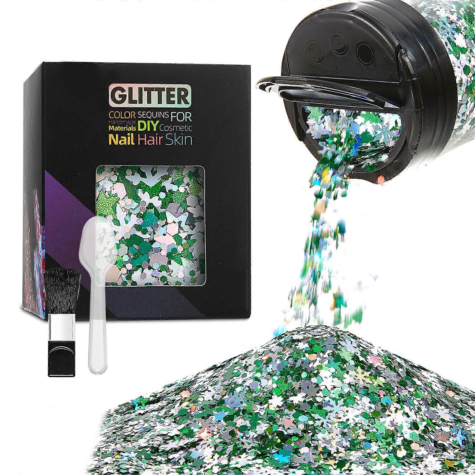 50g Snowflake Flow Sand Glues Christmas Snowflake Slimes Charm Flowing Glitter Sequins for Crafts and Decorations
