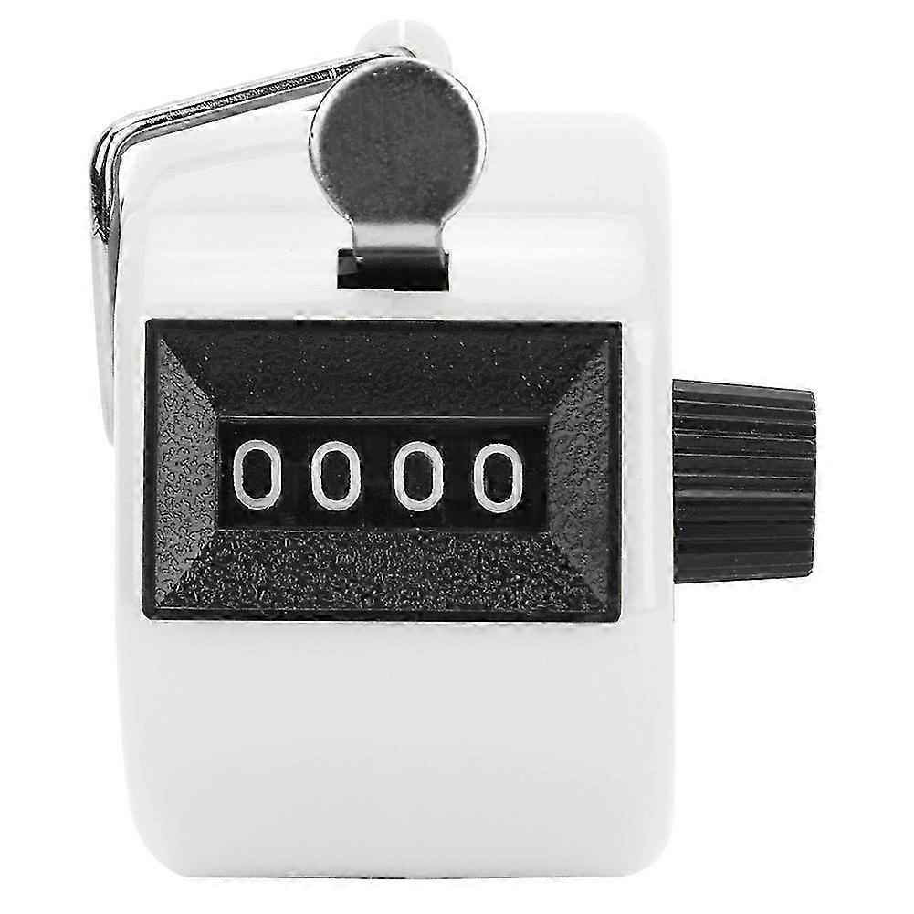 BERM Hand Tally Teller 4-cijferige Plastic Knop Reset Handheld Counting Tool met HookWhite