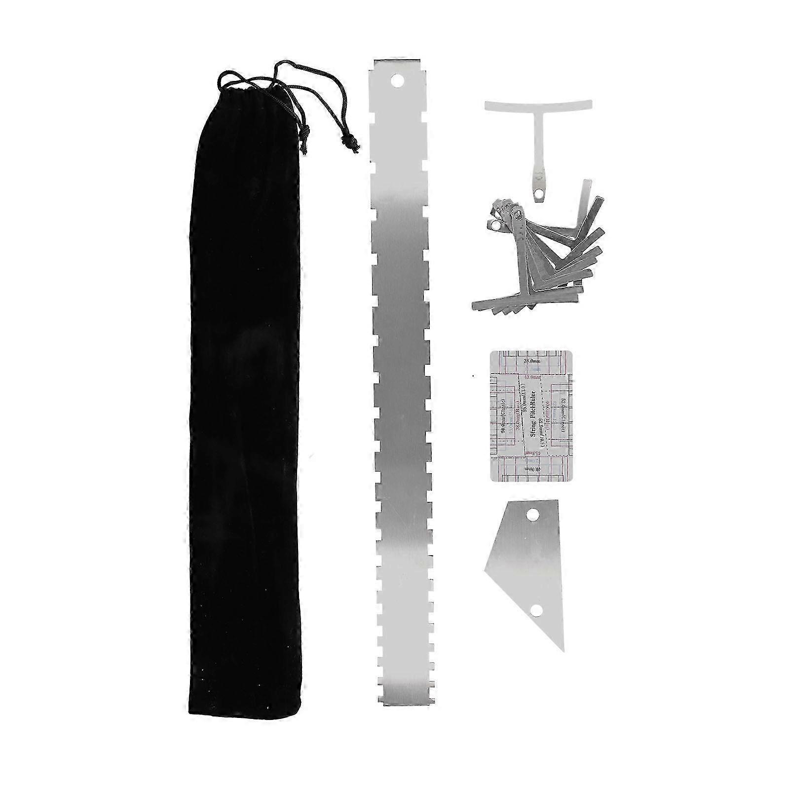 Gitarrmätverktygsset Silver Halsbåge Ackordnivåmätare Linjal Mätare Kit för GitarrinstrumentSilver