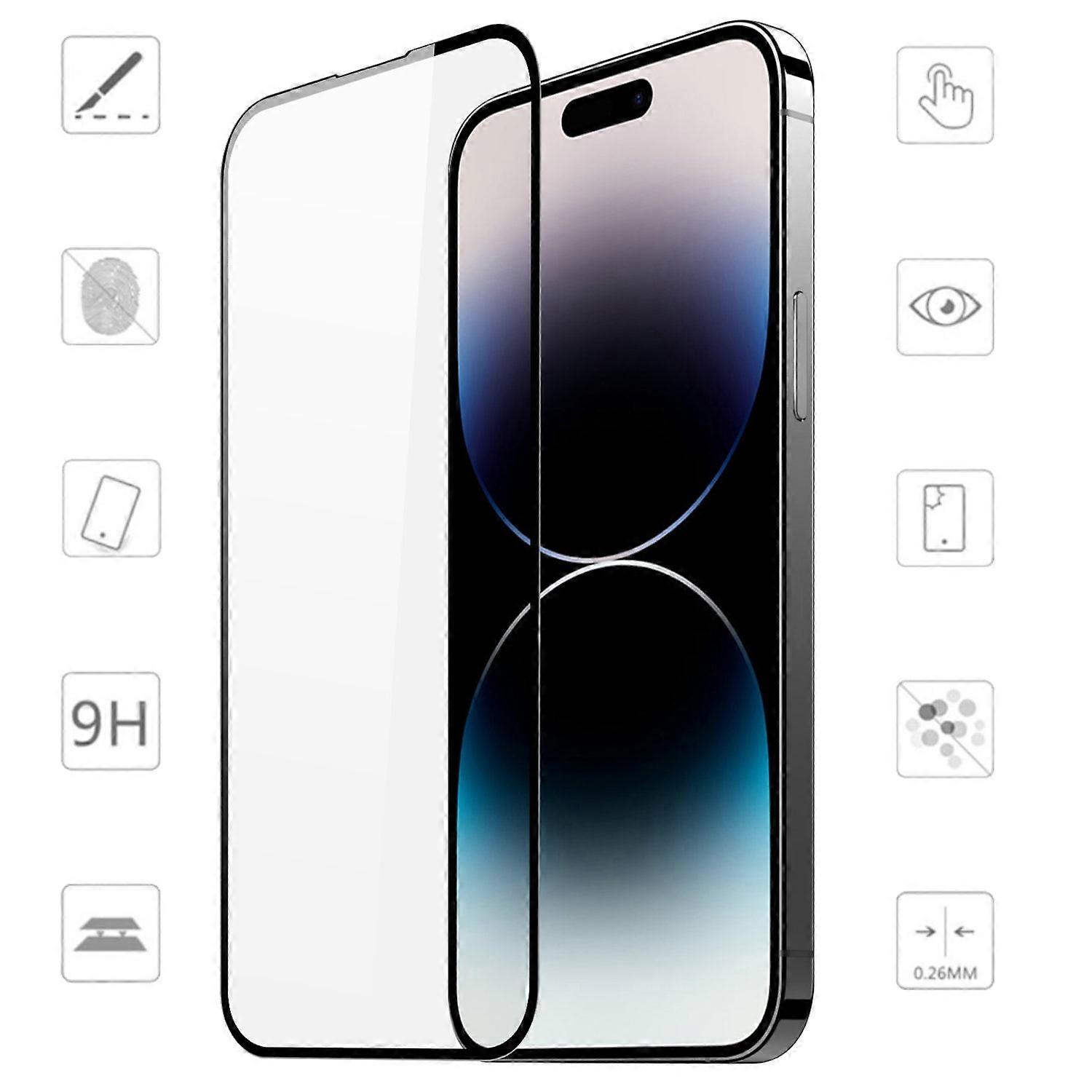 适用于 Apple iPhone 15 Pro 3D Premium 0.3mm H9 钢化玻璃黑箔保护壳配件