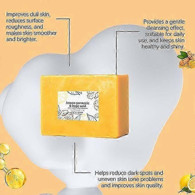 Zitrone Kurkuma & Kojisäure Aufhellende Seife, Zitrone Kurkuma Kojisäure Seife, Honey Glow Zitrone Kurkuma Seife Stück für Gesicht und Körper