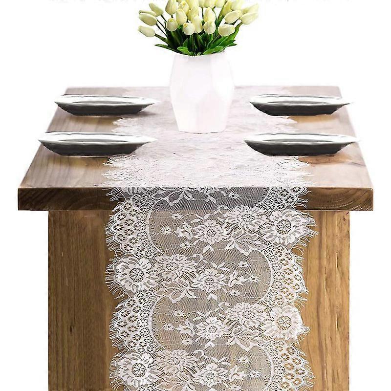 Lace Table Runner 35x300cm White Elegant Exquisite Washable Reusable Decorative Table Runner