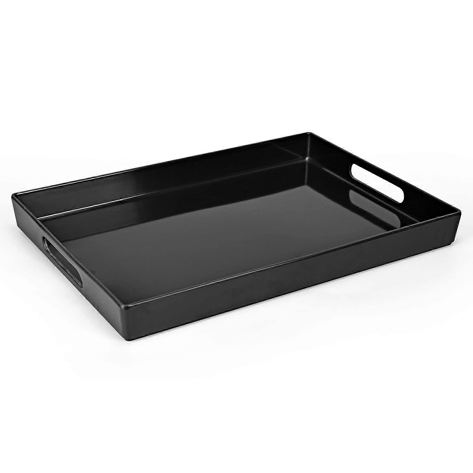 Black Melamine Modern Serving Tray 10x15 Inch for Kitchen Countertop, Coffee, and Breakfast, Durable and Stylish Design
