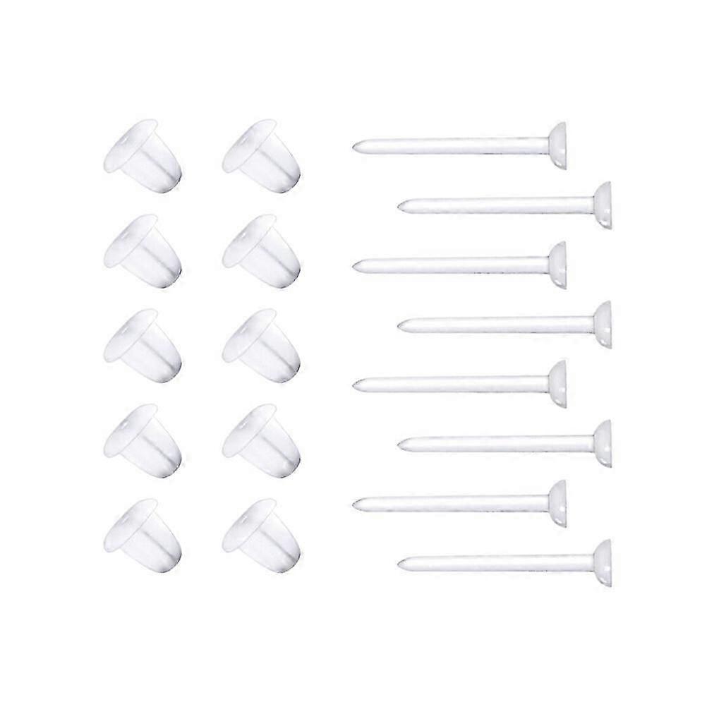 100 Pcs Clear Earring Plastic Earring Backs Earrings Blank Stud Tiny Head Findings DIY Supplies