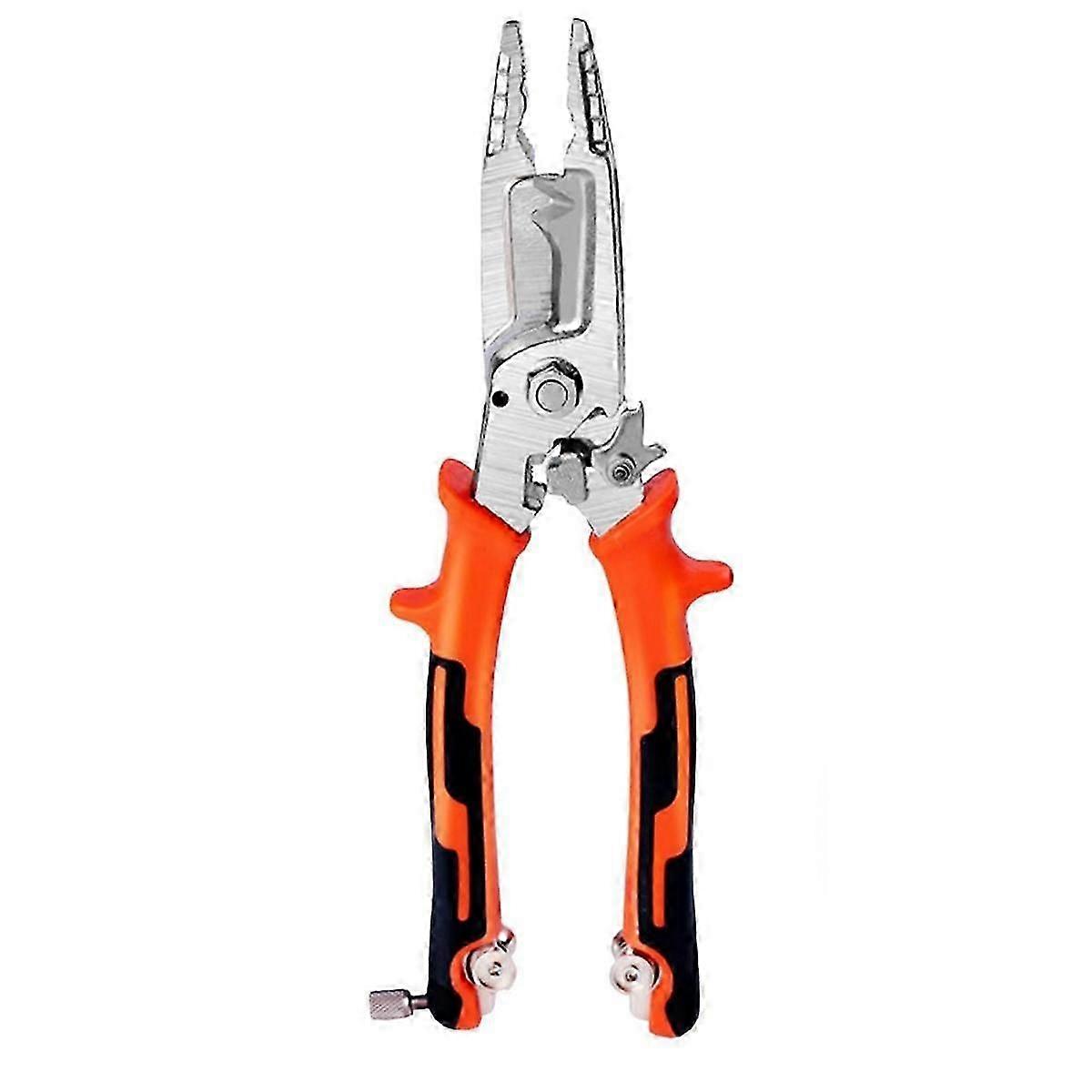 Wire Stripper Pliers Tool with Tail Cutter, 8Inch Multifunctional Wire Stripping Crimping Tool for