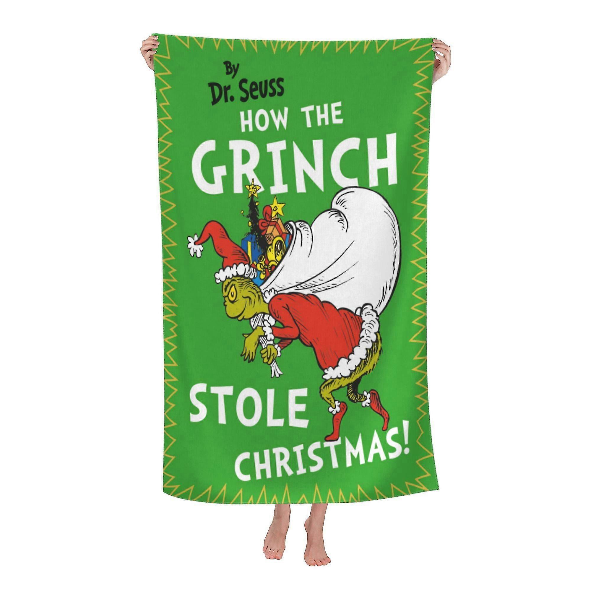 Grinch-strandhåndkleet, stort mikrofiberbadehåndkle #Ta25