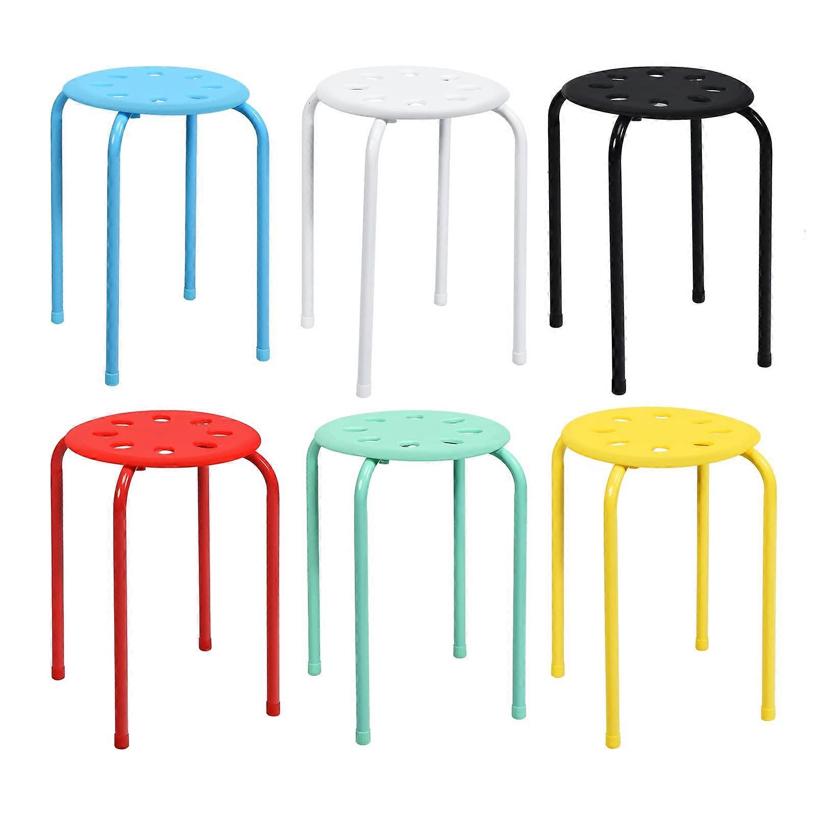 6 Pack Plastic Stools Stackable Backless Colorful for School Classroom 17.5-Inch
