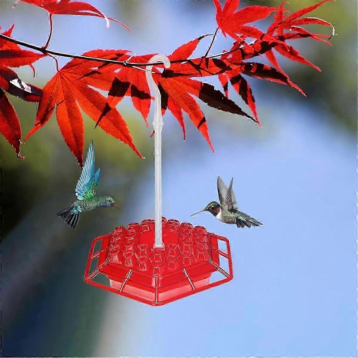 Hanging Hexagon Humming Bird Feeder with Hook for Outside Hanging Ant and Bee Proof Garden Bird Fee
