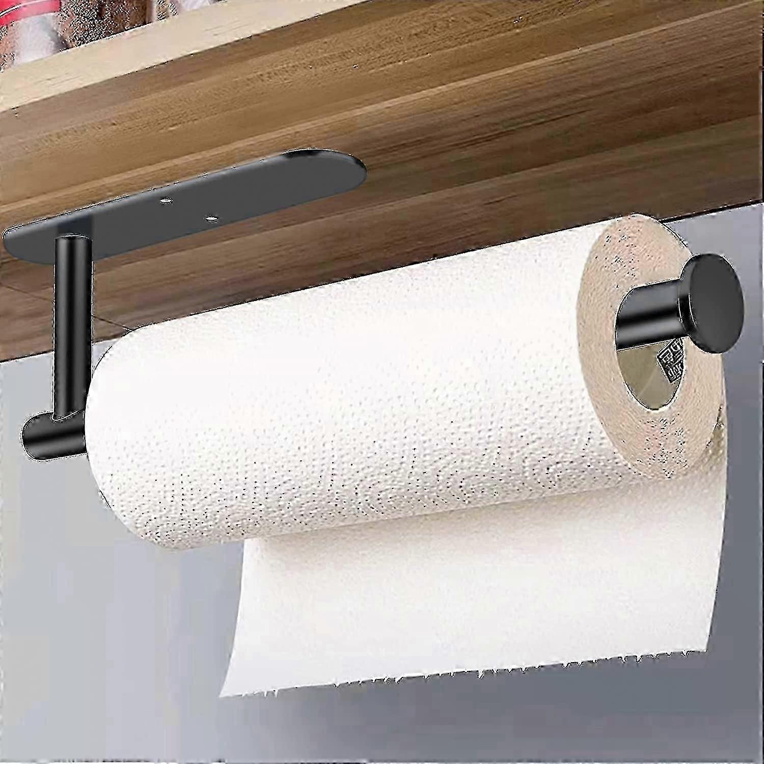 Piao Paper Towel Holders - Under Cabinet Paper Towel Roll Rack Mount Vertical Or Horizontal, Self Adhesive Or Drilling Matte Black Adhesive Paper Towe