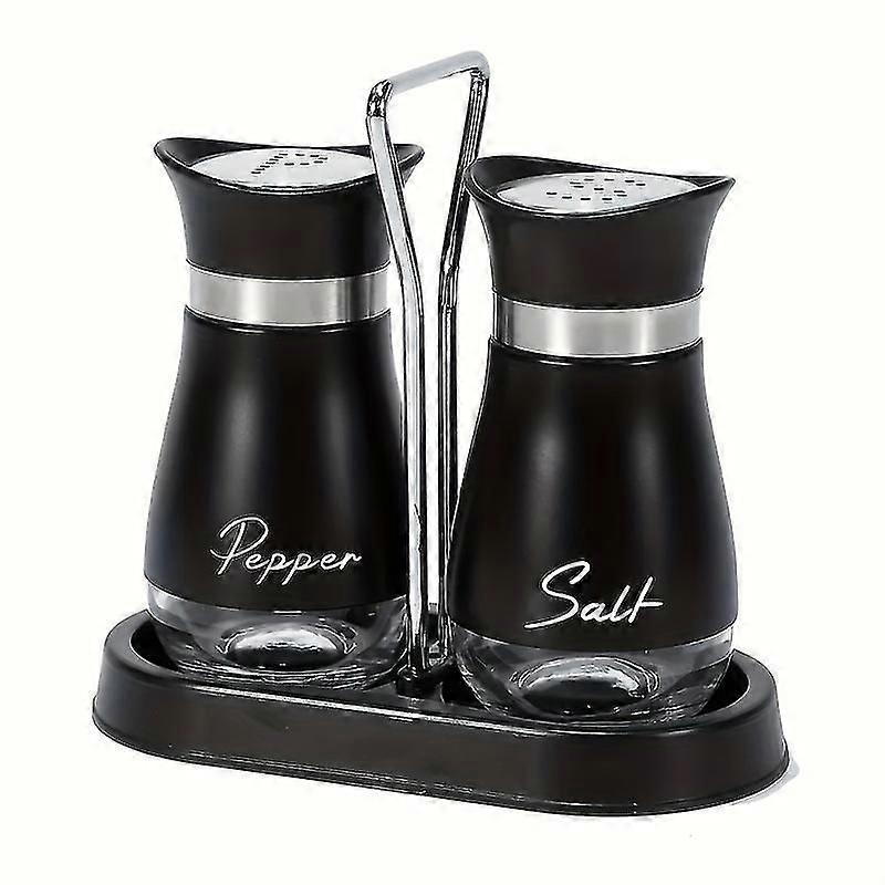 1-Set Elegant Γυάλινοι Αναδευτήρες Αλατιού και Πιπεριού με Ράφι Στήριξης - Ανθεκτικά μπουκάλια μπαχαρικών για επιτραπέζια χρήση, RV Trips, Camping &; BBQ - Πρακτική Κουζίνα Deco
