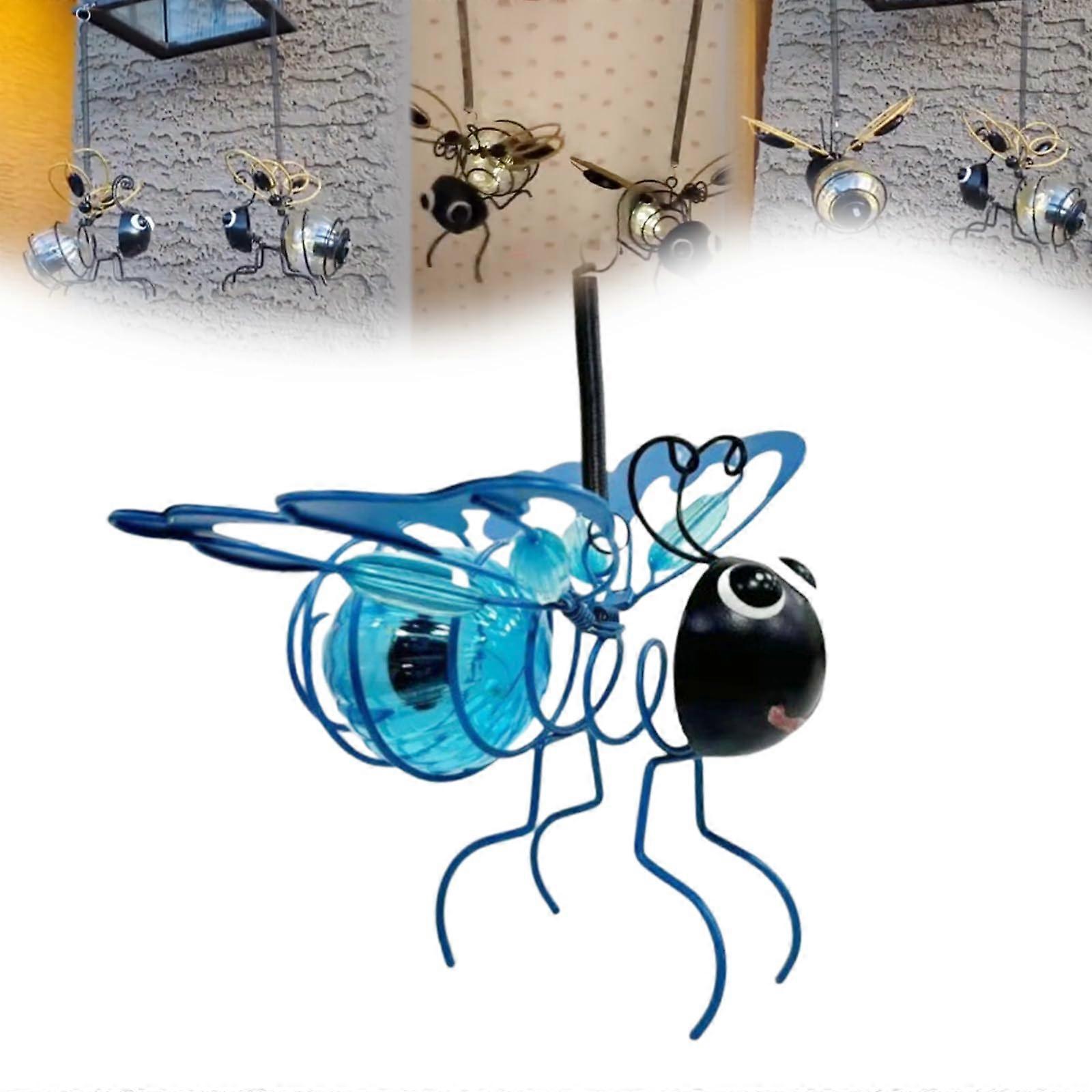 Outdoor Hanging Solar Bee Light,   Solar Hanging Insect Simulation Light, (Blue1 pcs)