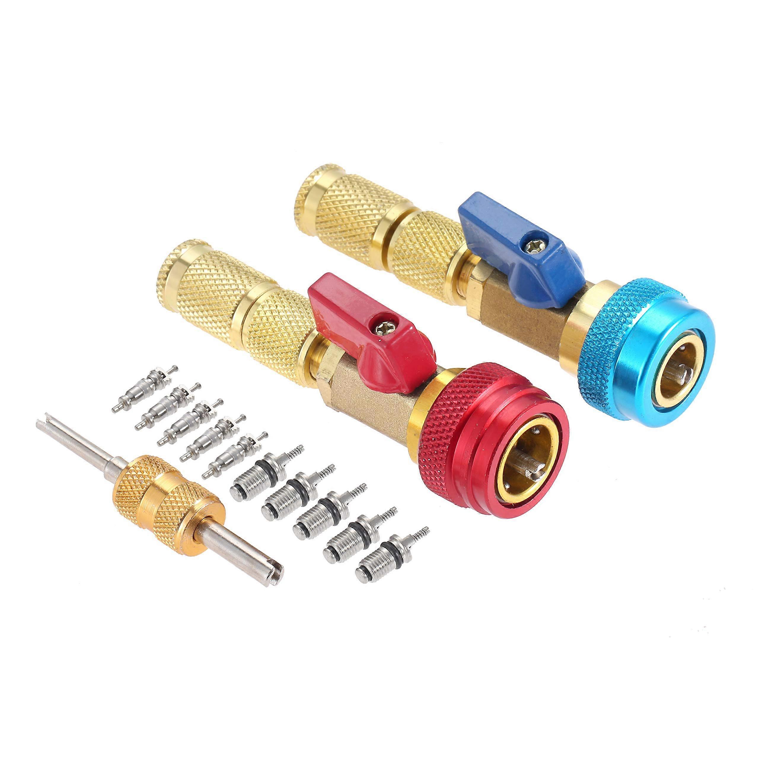 R134A Valve Core Quick Remover Installer, High Low Pressure Valve Core Remover Tools Kit for R13A Refrigerant Air Conditioner System