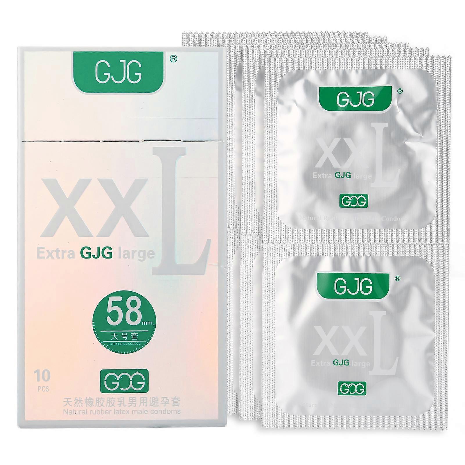 10PCS Extended Pleasure Ribbed Condoms 58mm Width Increased Sensitive Condom