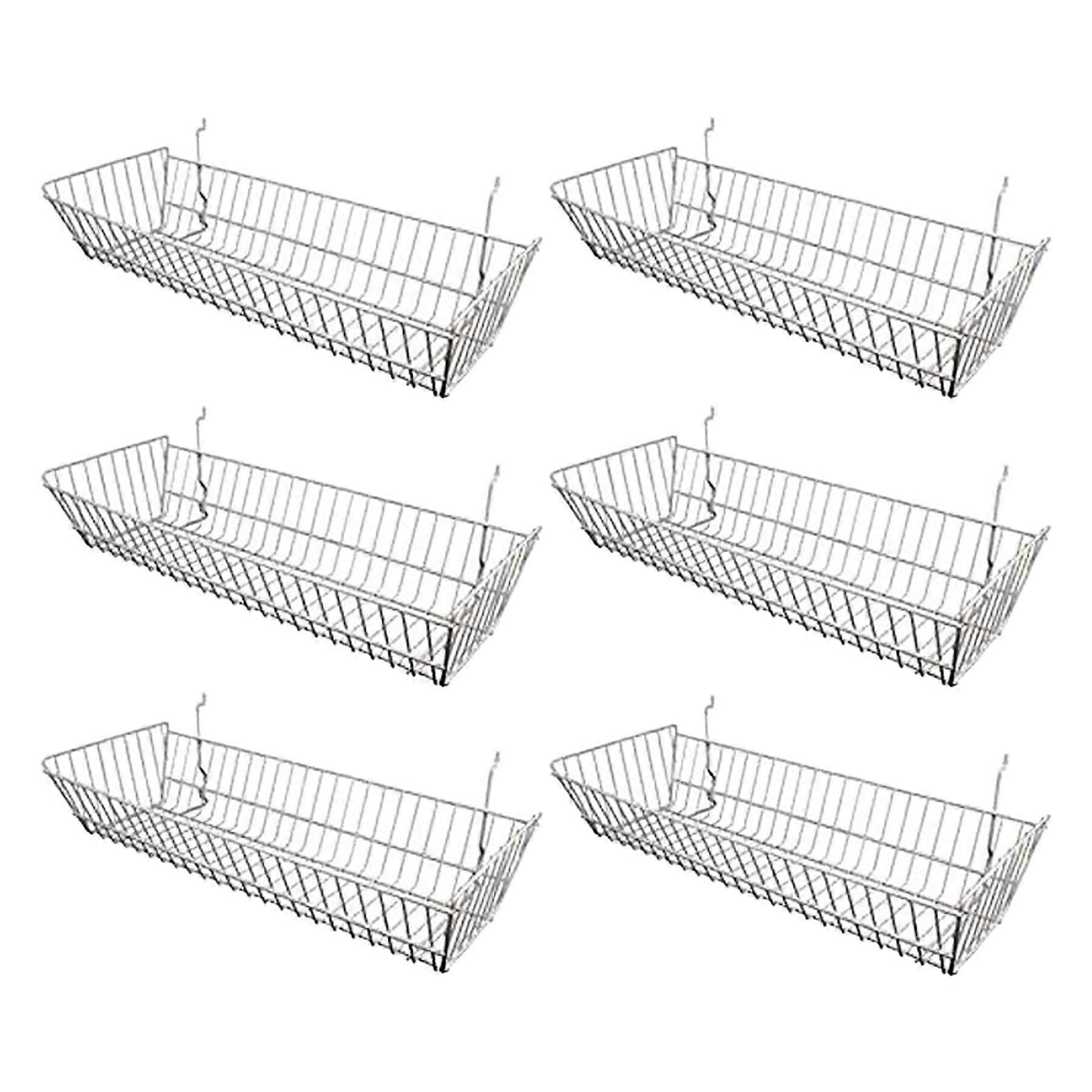 Shallow Basket 4' Height x 24' Length x Width, 12' Chrome Finish, Metal Construction (Pack of 6)