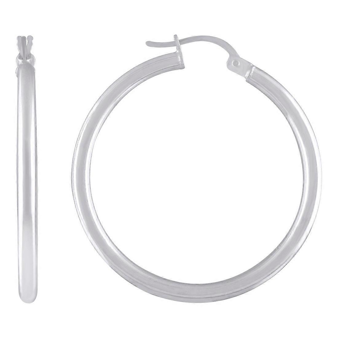 925スターリングシルバーレディースクラシックフープピアス35 x 2.5mm-女性用フープピアス - 4.3グラム