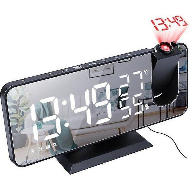 Projector Alarm Clock with Radio180 Digital Clock Large Digits Snooze Function