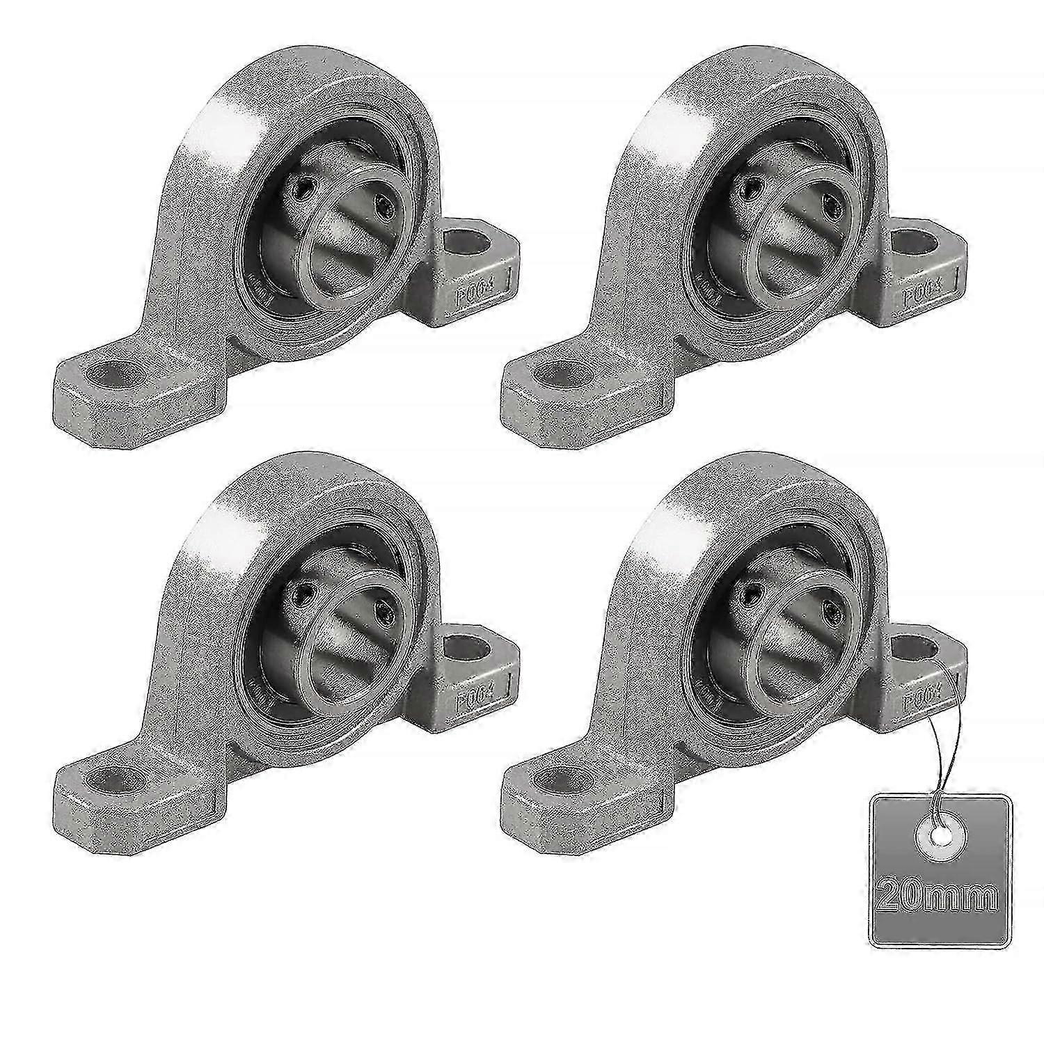 LINJOU 4 Pieces Pillow Block Bearings, Pillow Block Bearings, Ball Bearings, with Solid Cast Iron Base (Size : 20mm)