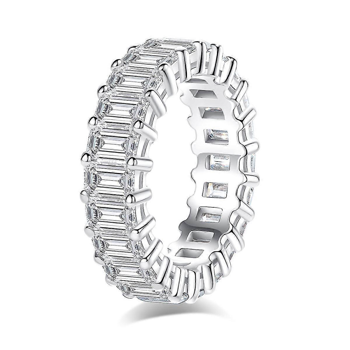 Sormus, smaragdileikattu 5cttw D Color Lab luotu timantti sterling hopea vihkisormus AnuClub Moissanite Eternity naisille