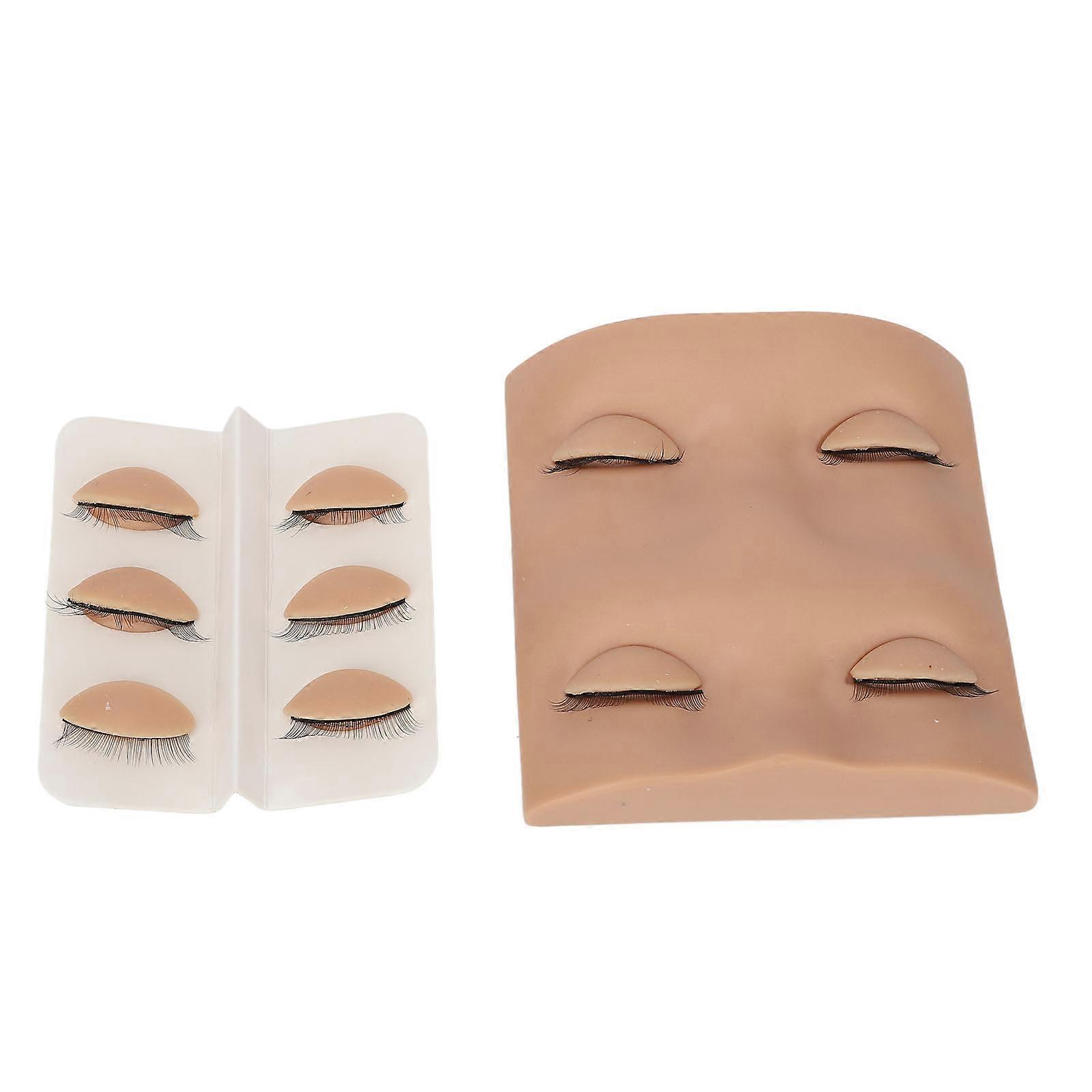 Lash Mannequin Head with 3 Pairs Replacement Eyelids Realistic Removable Eyelash Training Mannequin