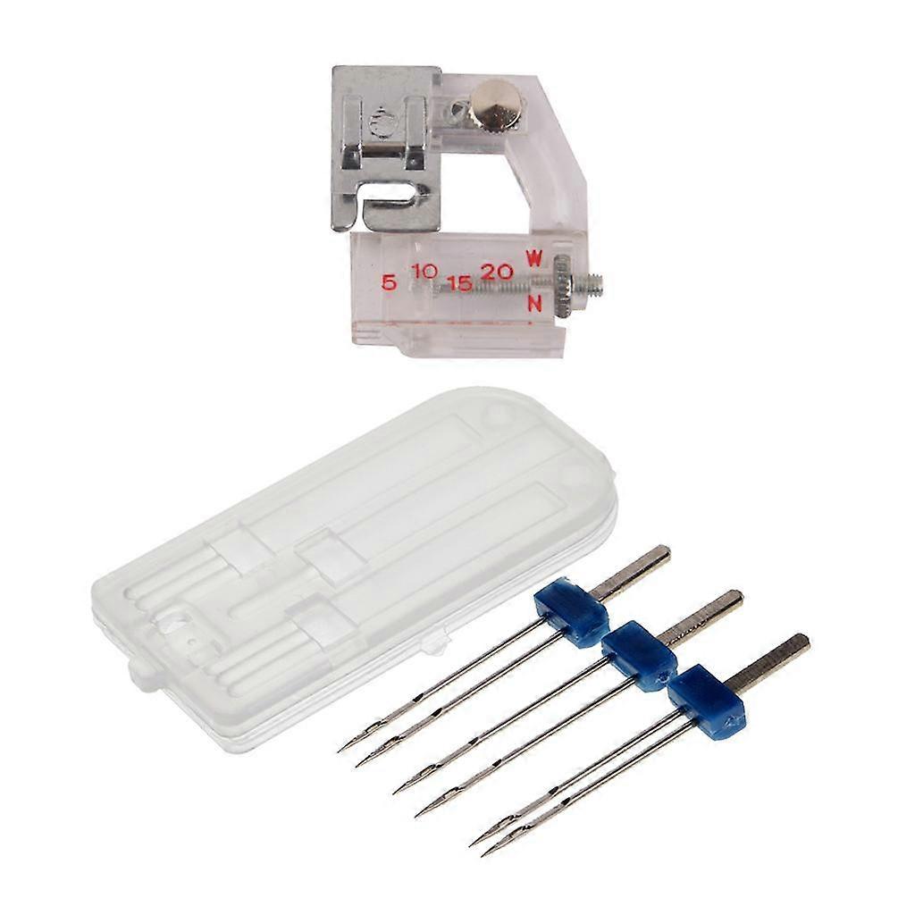 3 Sizes Double Twin Needles + Binding Presser Foot For Janome Singer