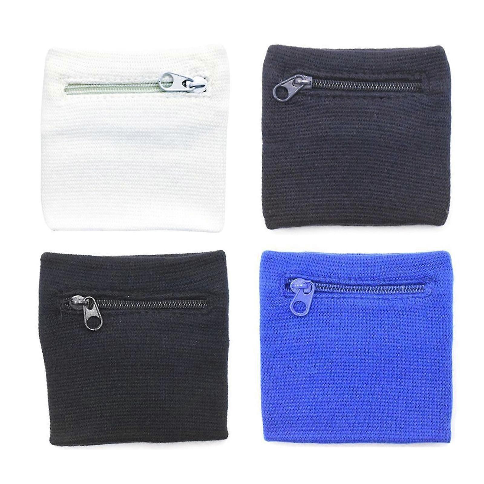 Wristband with Zipper Wrist Wallet Multicolors Wrist Support Coin Key Storage Sweatband for Women Man Running Walking