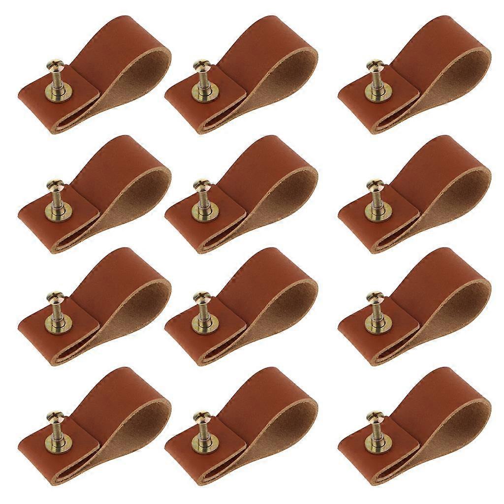 12PCS HANDLES MINIMALIST LEATHER CABINET CUPBOARD PULL KNOBS AND HANDLE