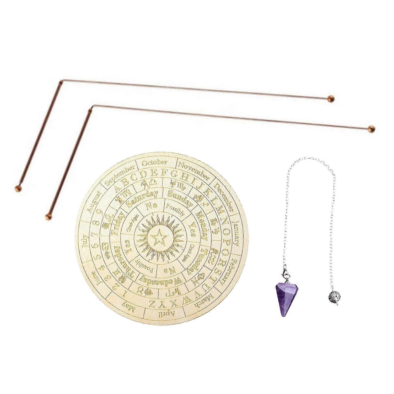 Professional Dowsing Rods Set with Crystal Pendulum and Divination Mat for Paranormals and Energy Work Accessory