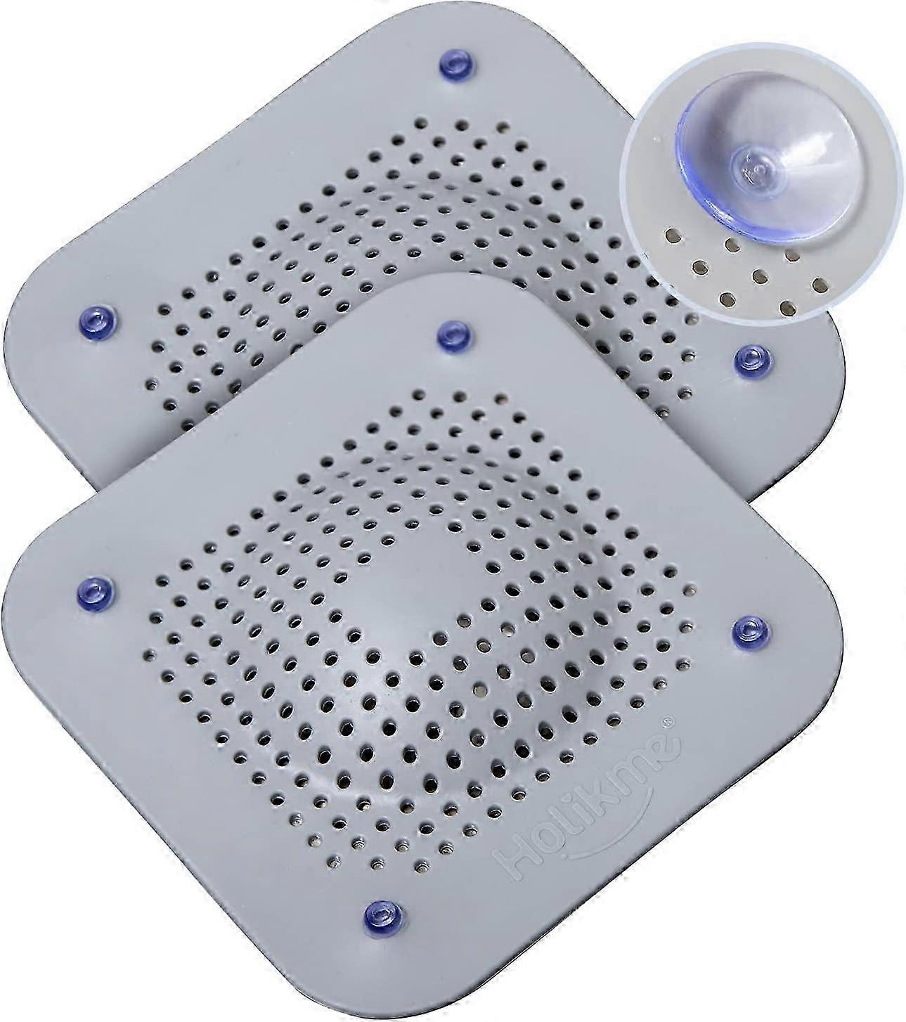 Shower Drain Hair Catcher 2 Pack - Silicone Bath Tub Drain Cover with Suction Cups for Bathroom, Kitchen & Sink Hair Trap