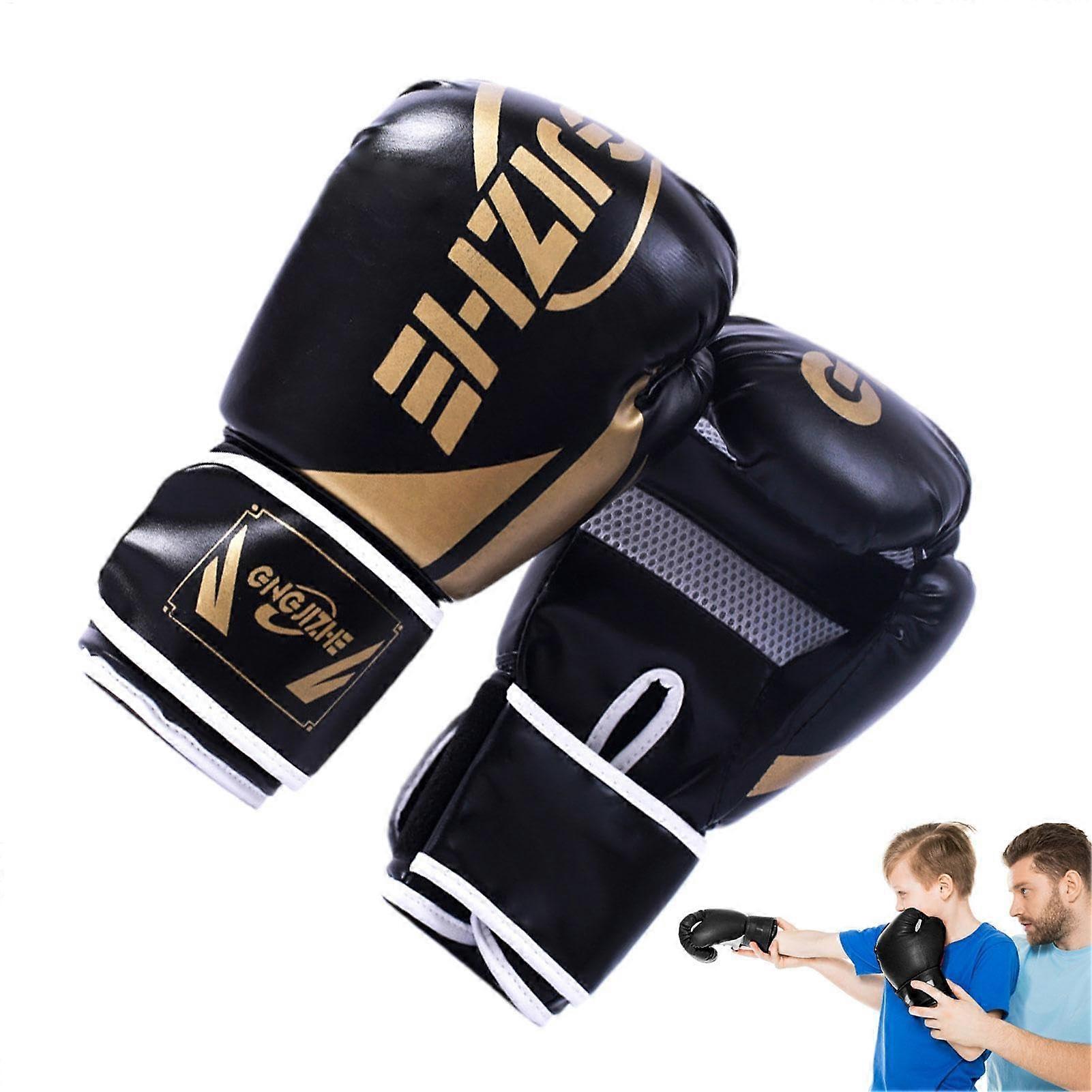 Gants de boxe pour enfants, MMA absorbant les chocs, entraînement de combat noir A