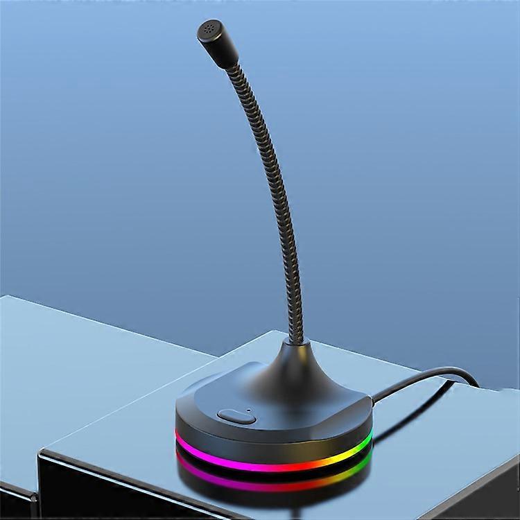 RGB Light Microphone 3 USB Ports Hub Plug and Play Noise Cancelling Desktop Mic
