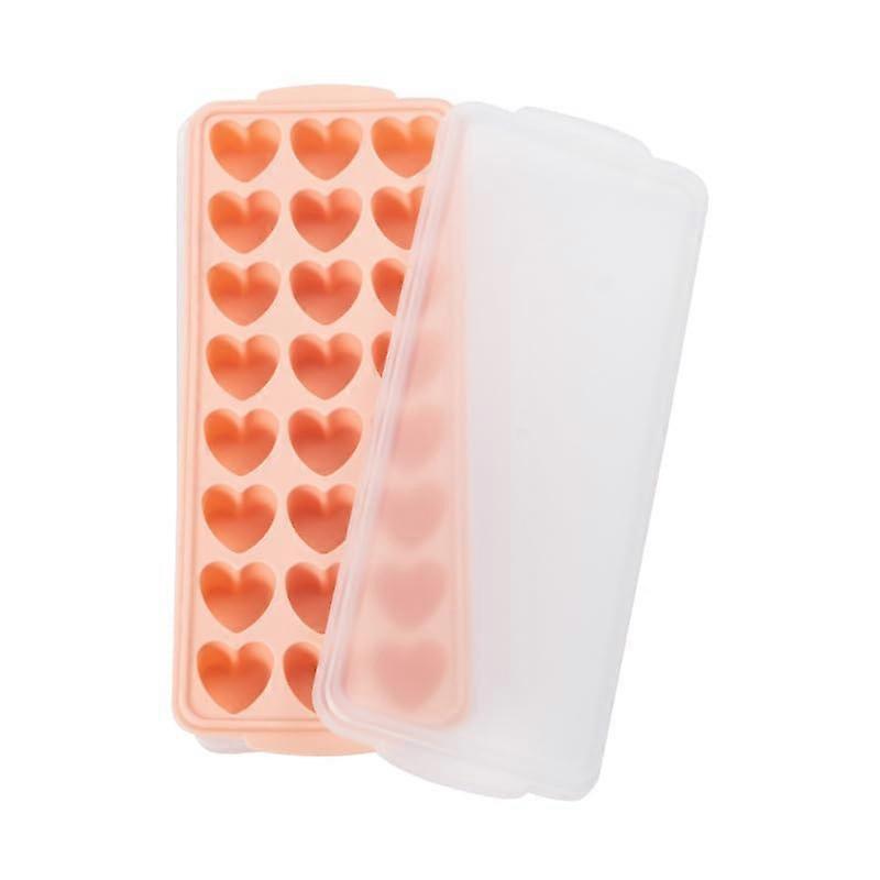 Heart Shaped Ice Cube Tray with Lid, Stackable for Cocktails, ,  (Pink)
