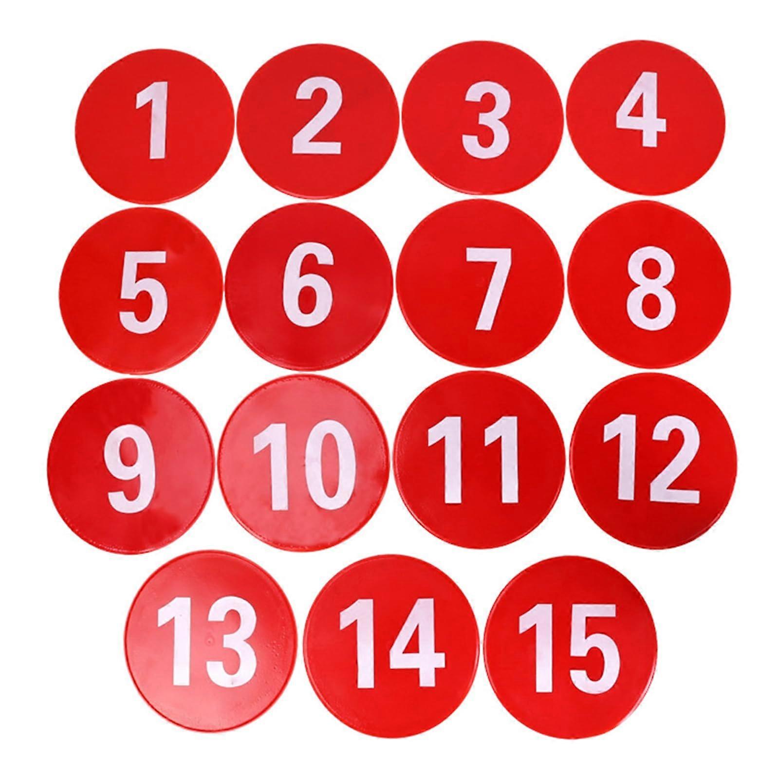 Numbered Floor Markers For Courts, Step Mats And Disk Markers, Indoor Outdoor Floor Markers For Soccer Training, Red