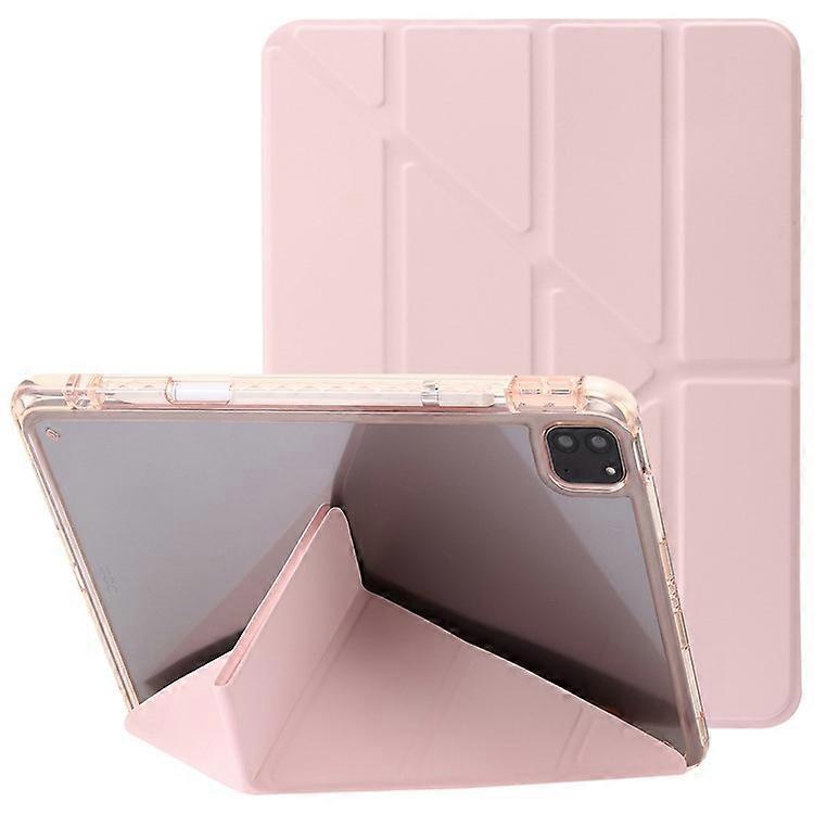 Compatible For iPad Pro 13 (2024) Case TPU+Acrylic+PU Leather Origami Stand Clear Back Tablet Cover