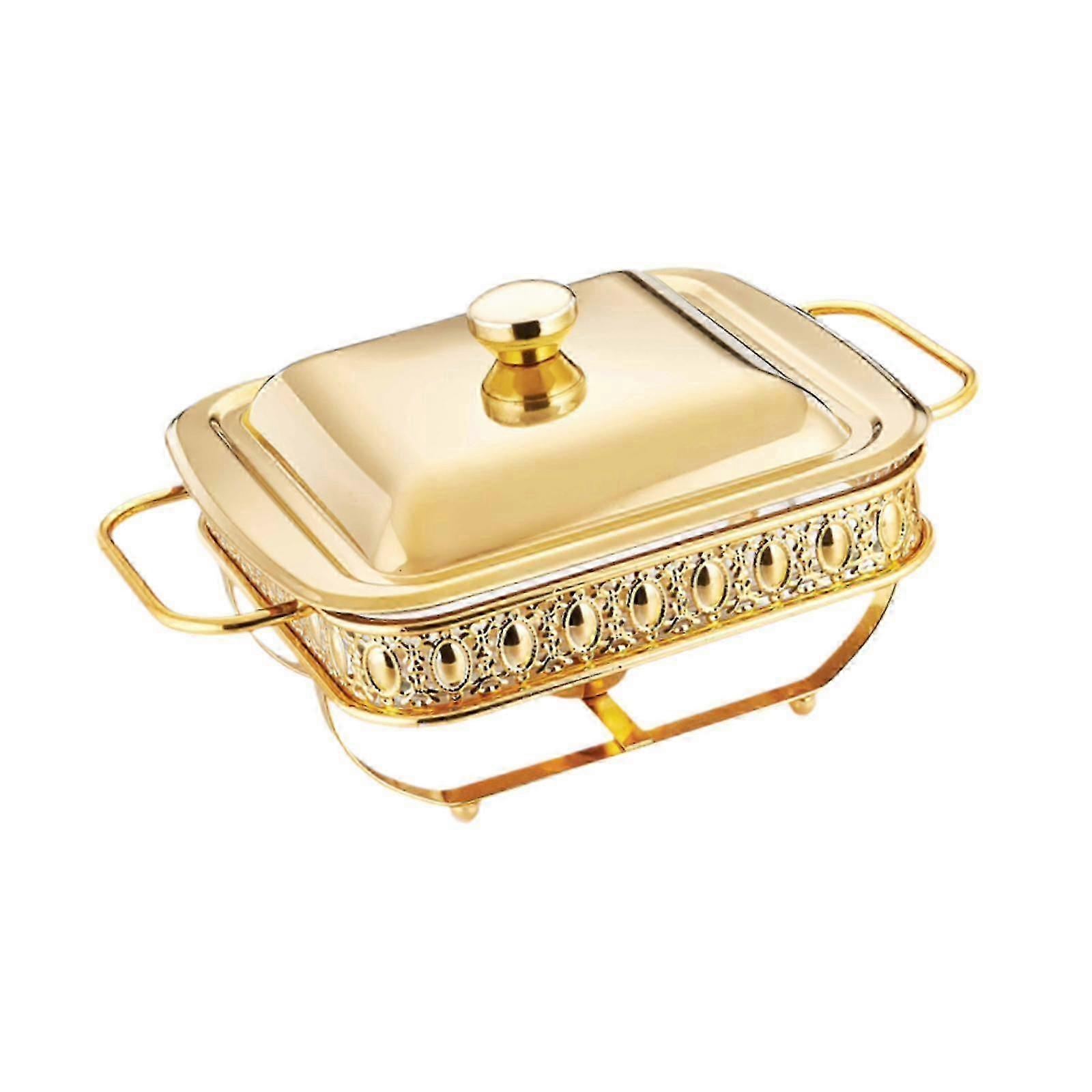 1.8L Buffet Warming Tray with Lid Sturdy for Parties Food Serving Golden