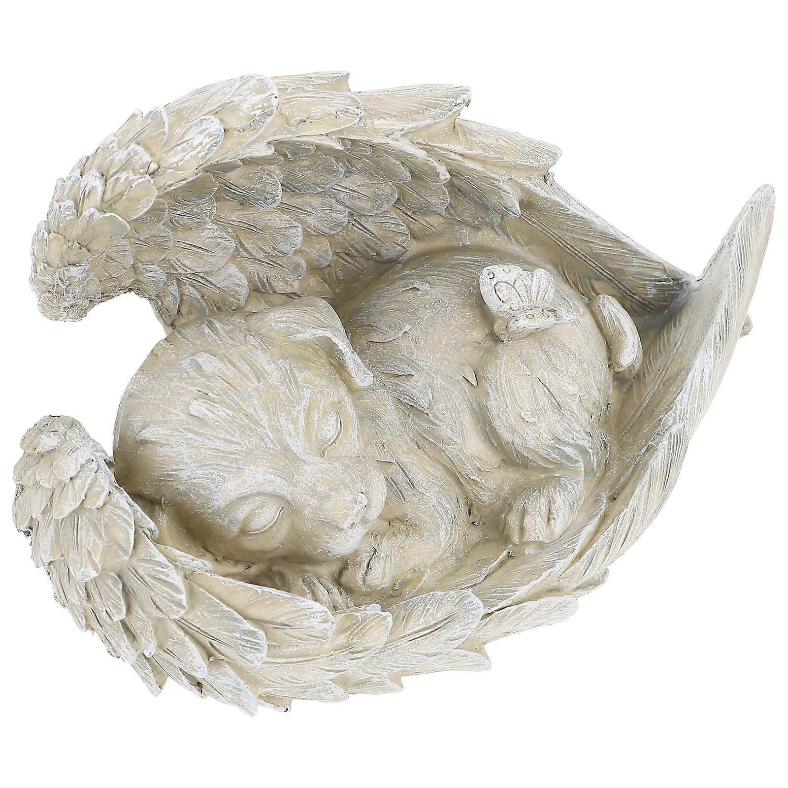 Angel Dog Statue for Decoration Resin Material Beautiful and Realistic for Indoors and Outdoors 1Pc
