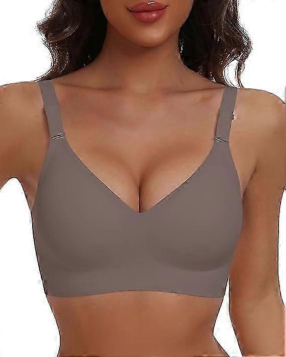 Seamless Full Coverage Bra V Neck Wireless Push Up Bras for Women