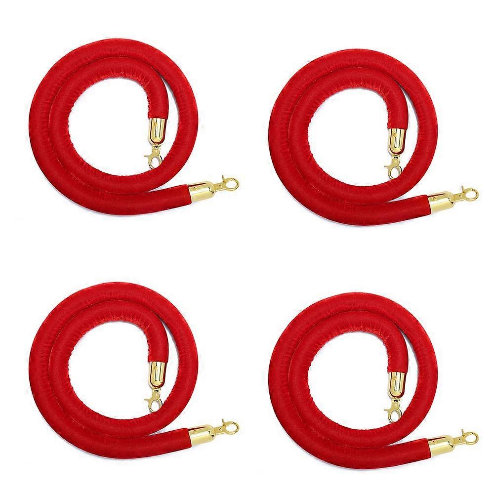 Red Velvet Stanchion Ropes 4 Pack 60" for Red Carpet Events Wedding Theater Queue Control