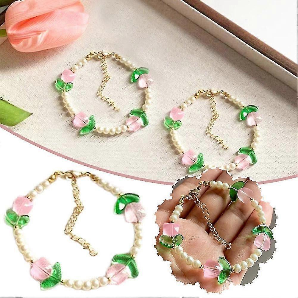 Doce e adorável pulseira de flor de tulipa Ins Pulseira