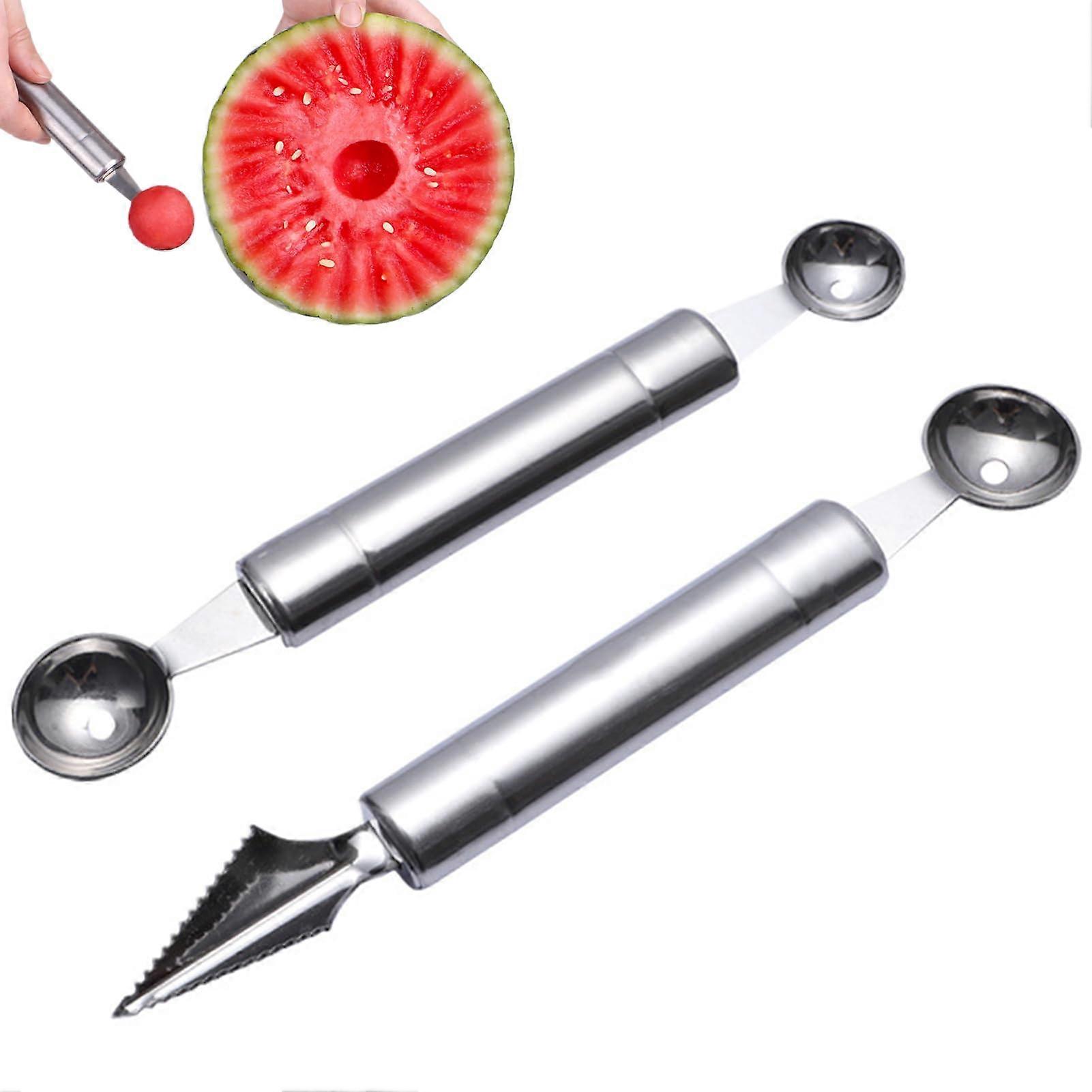 Pack of 2 Fruit Carving Tools, Melon Spoons, 2 in 1 Knife, Ball Cutter