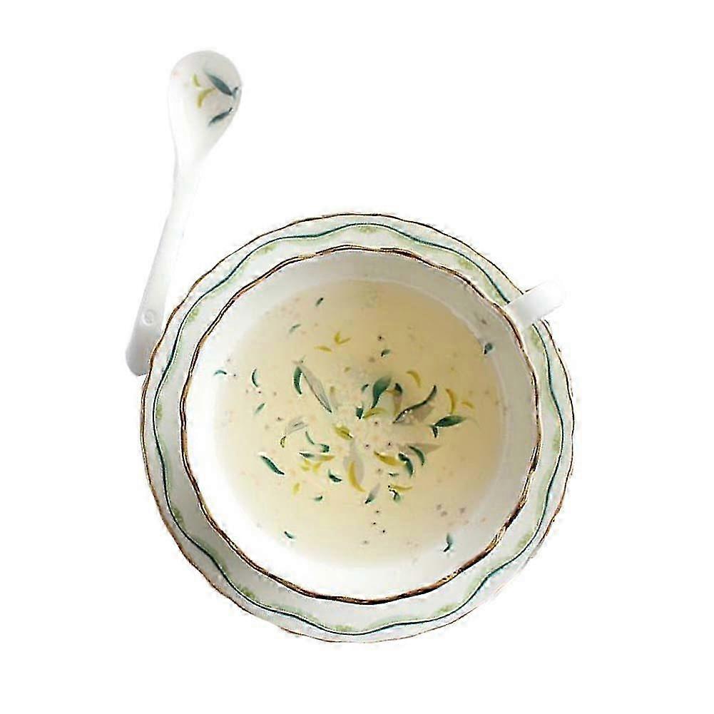 Ceramic Tea Cup and Saucer Set with Spoon for Scented Tea, 5.4OZ