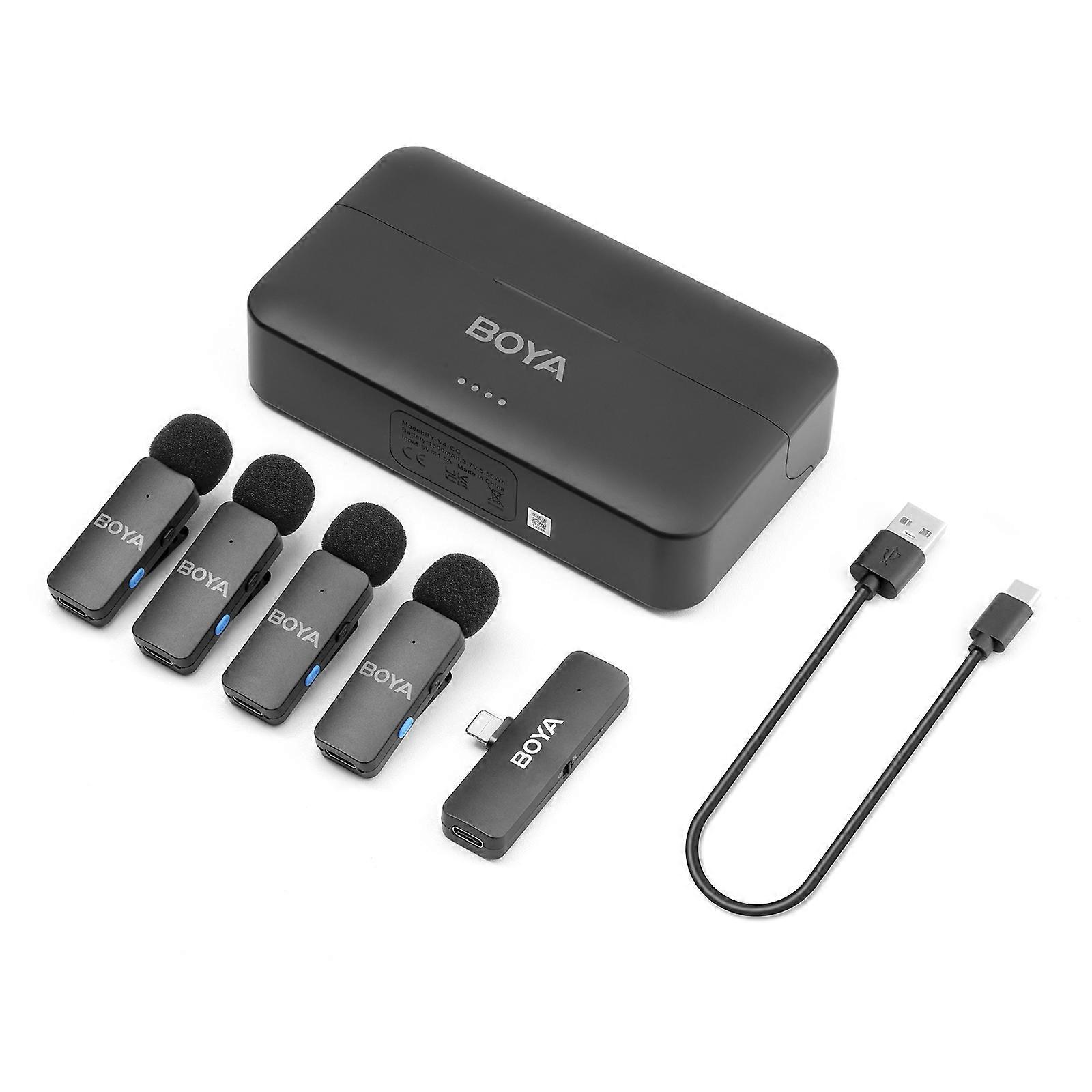 BOYA BY-V4D 4-Channel Wireless Microphone System with 200M Range & Noise Cancellation