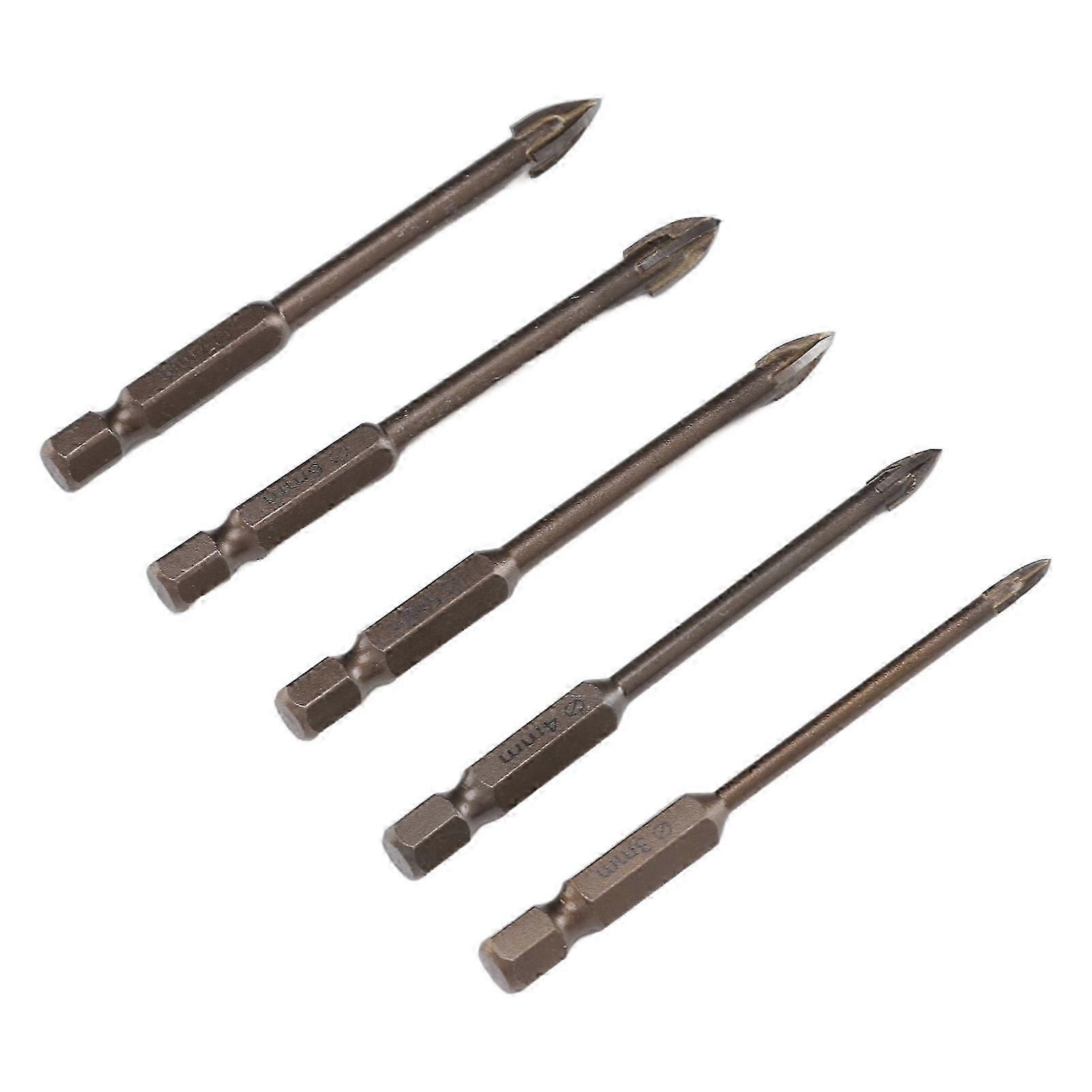 5pcs Carbide Tipped Drill Bit Glass Ceramic Hole Opener Drill Bit Multi Function Hole Opener Tool with Triangular Handle