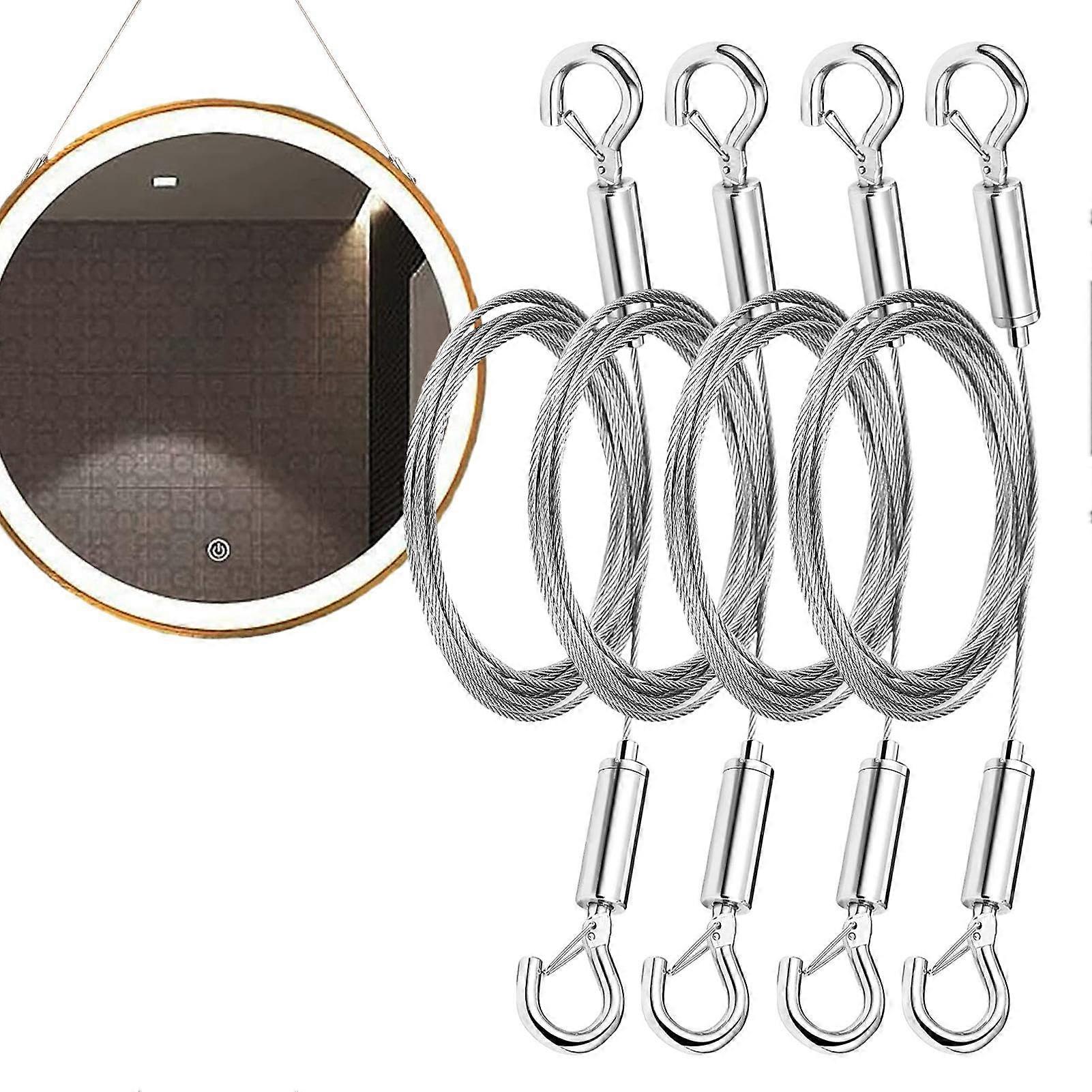 Wire Rope with Loop, Storage Hook for Billboards, Paintings, Pack of 4 1.5mm x 2m
