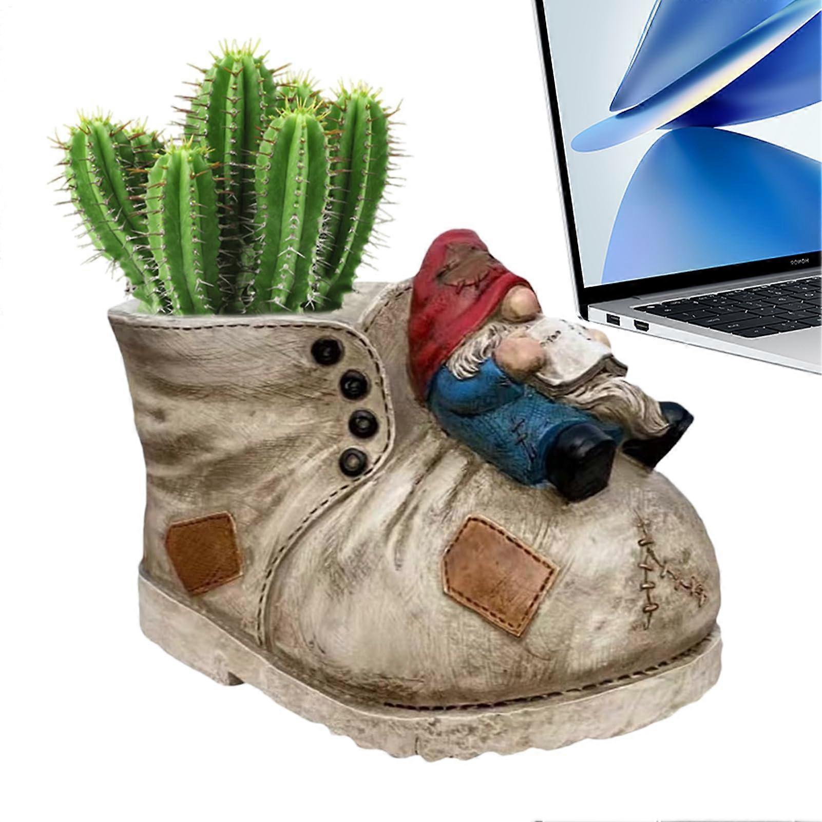 Cowboy Boot Flower Pot Resin Vintage Boot Plant Container with Drainage Hole Ref: 3387