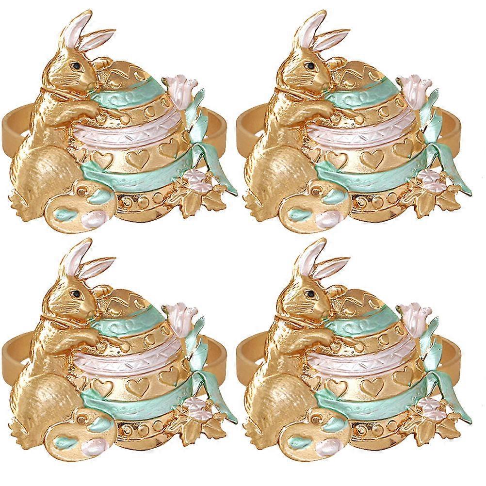 Rabbit Shape Napkin Holder Golden Color For Dining Table Accessories 4pcs