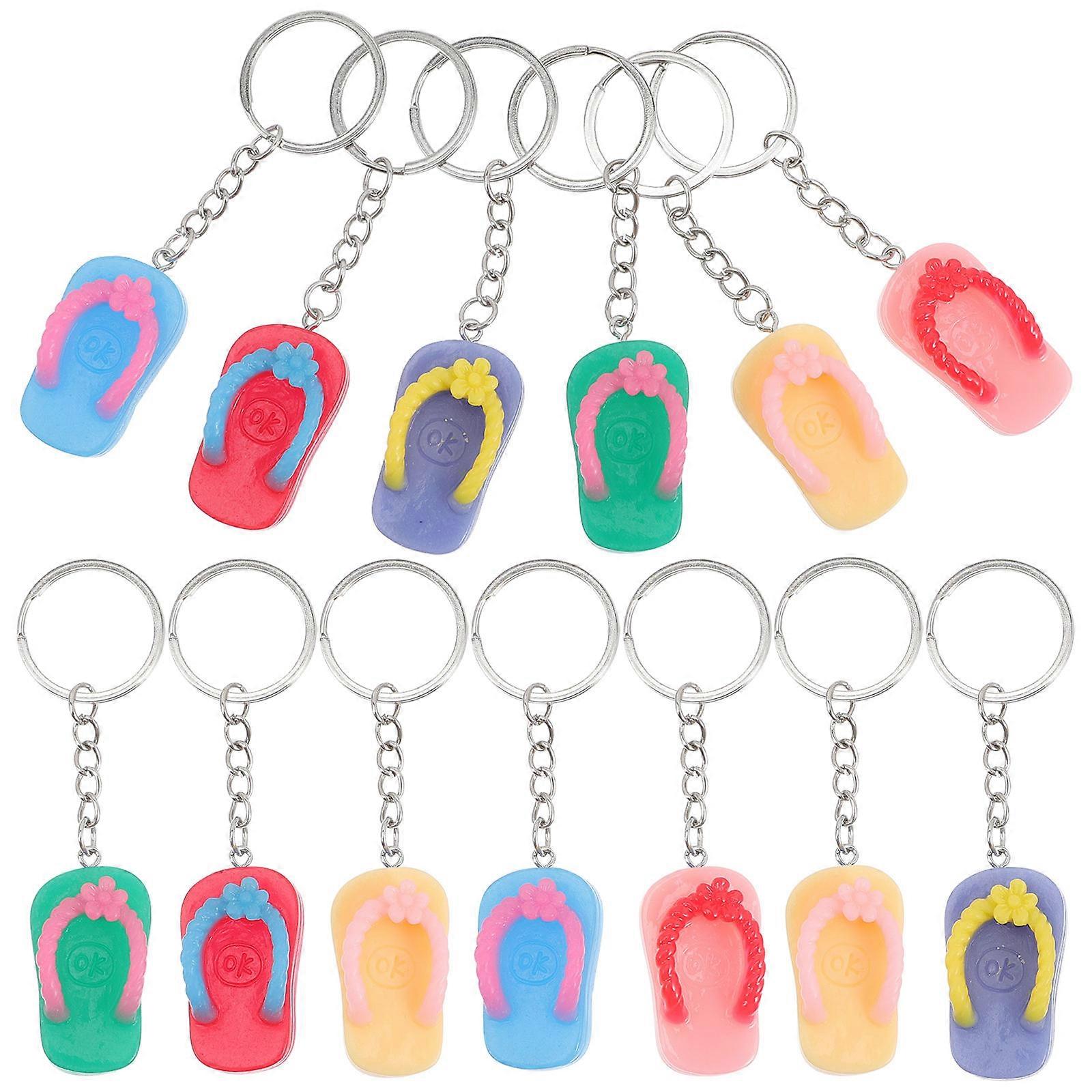Funny Keychain Slipper Design Keychain Luau Party Style Decorative Keychains 14Pcs